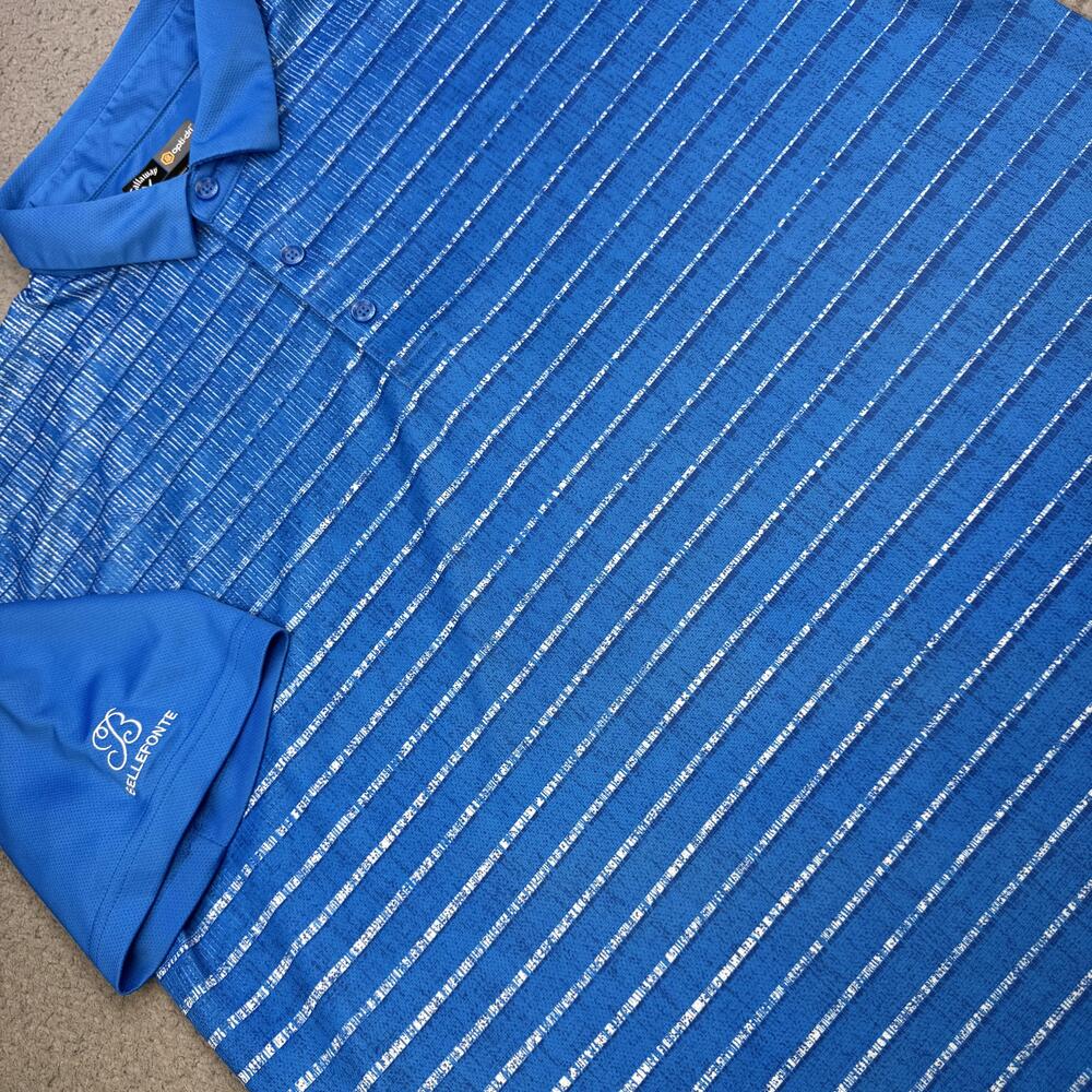 Callaway Polo Shirt Mens XL Blue Opti-Dri Golf Performance Stripe Bellefonte